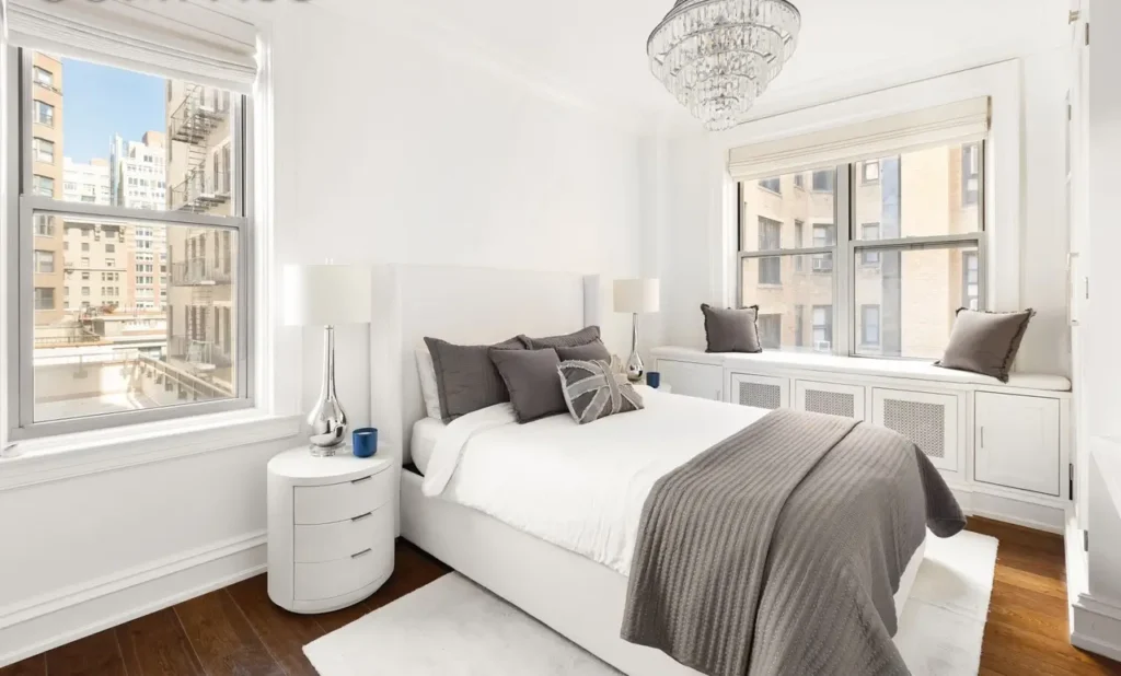 bedroom- paded headboard - window radiator cover